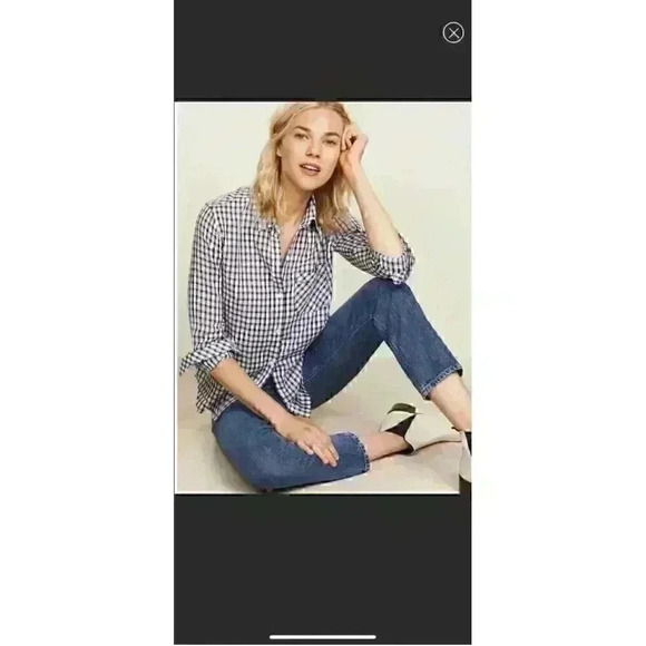 Rails - Farrah navy check shirt button down , small - Picture 2 of 11